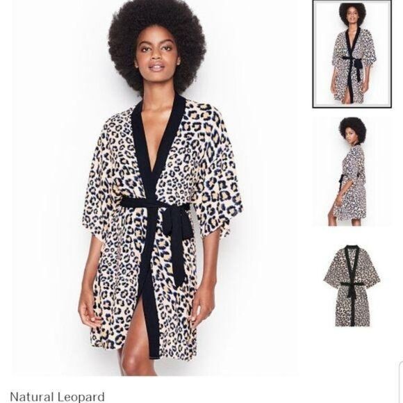 NWT Victoria's Secret Handkerchief Animal Print Belted Kimono